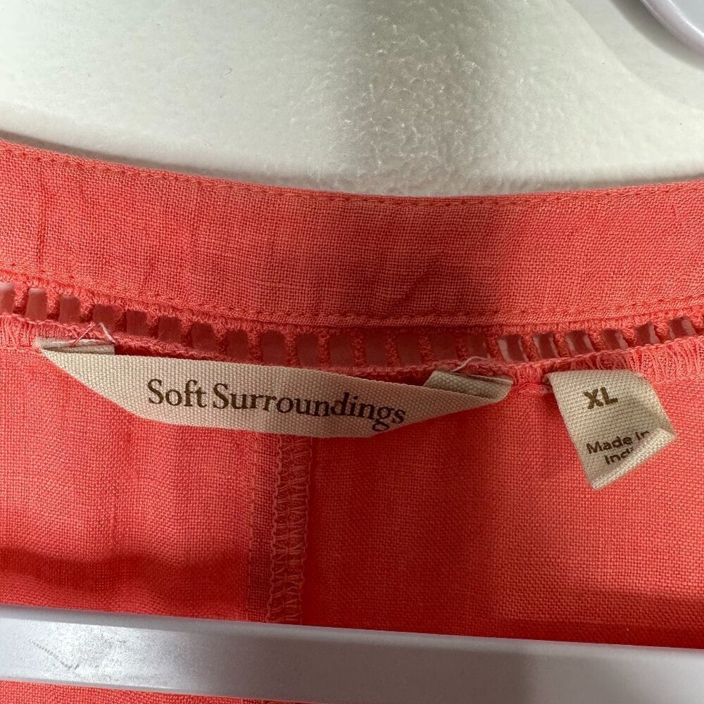 Soft Surroundings Linen Tunic top Coral‎ Size XL - Picture 3 of 11